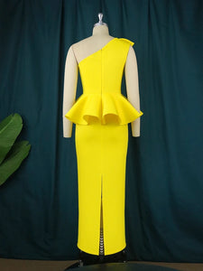 Yellow Ruffles Peplum Set