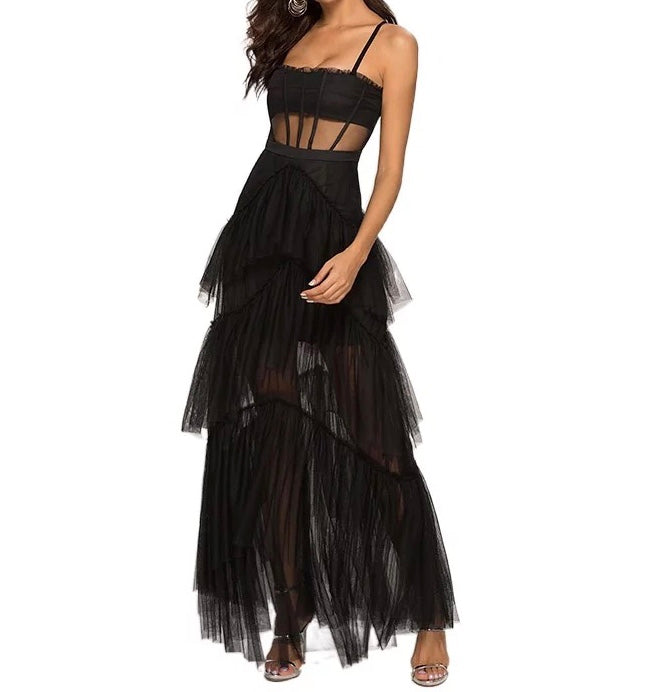 Corset Tiered Tulle Dress