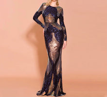Load image into Gallery viewer, Multi Sequinned O Neck Elegant Gown