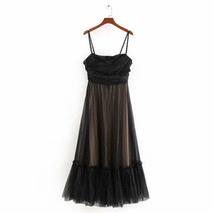 Pleated Mesh with Tulle Dress