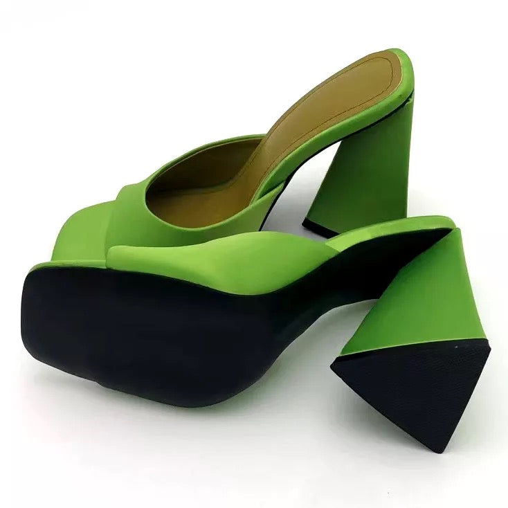 Square Peep Toe Mules