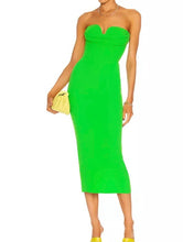 Load image into Gallery viewer, Green Mid Calf Bodycon Bandage dress