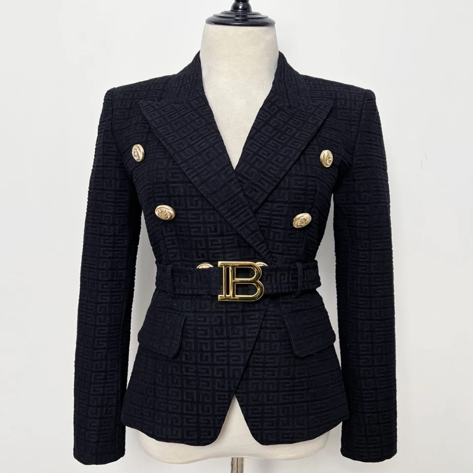 Texture Blazer with Belt