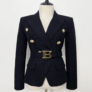 Texture Blazer with Belt