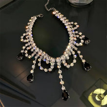 Load image into Gallery viewer, Black Water Drop Crystal Necklace