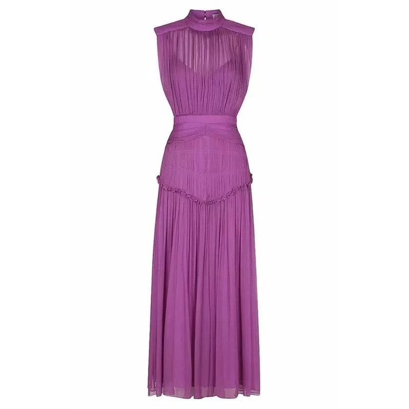Ruched Elastic Waist Mesh Dress