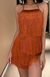 Tassel Fringe Halter Romper
