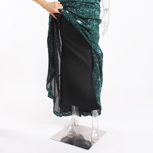 Sequined Stretch Backless Evening Dress