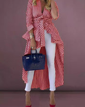 Load image into Gallery viewer, Striped Front Dip Hem Long Top