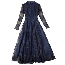 Charger l&#39;image dans la galerie, Retro-style Blue Lace Dress