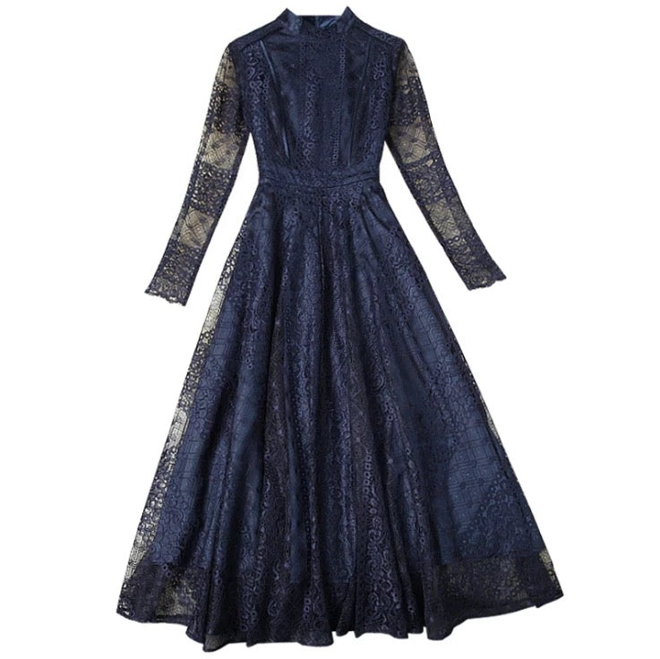 Retro-style Blue Lace Dress
