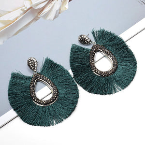 Silk Tassel Rhinestone Bohemia Earrings