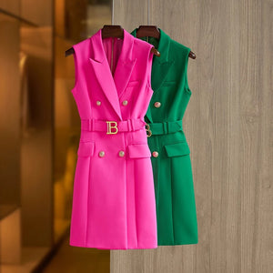 Belted Sleeveless Mini Dress