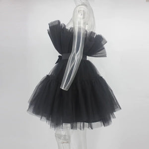 Strapless Tulle Layers Mini Mesh Dress