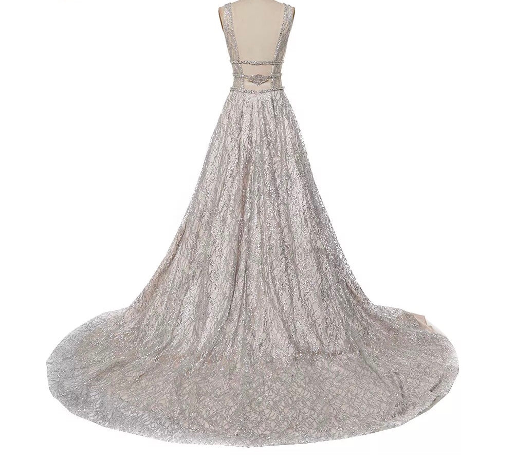 Sparkle Elegant Evening Trail Dress