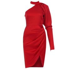 Charger l&#39;image dans la galerie, Red One Shoulder Draped Dress