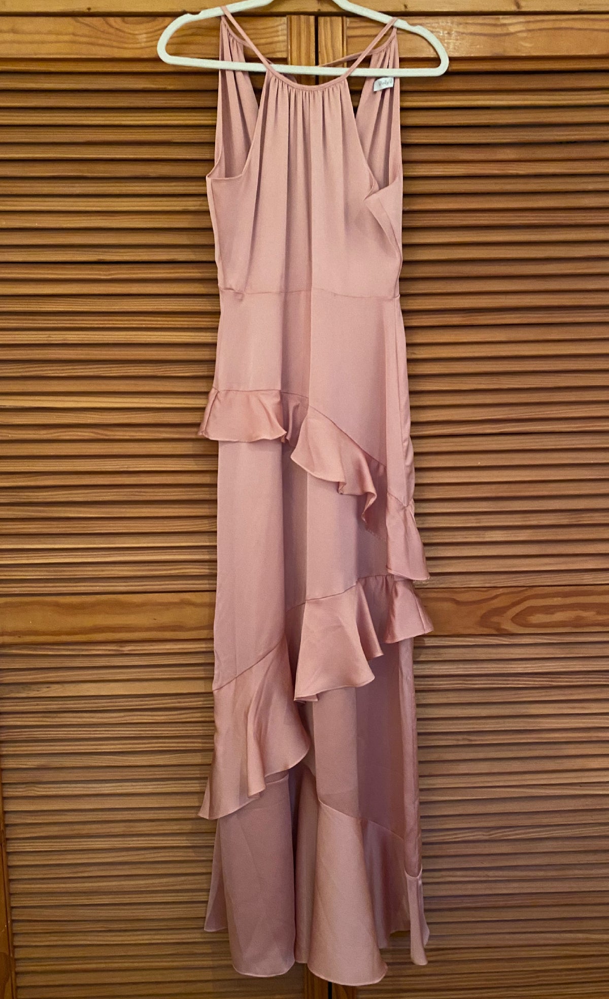 Pink Satin Ruffles long dress