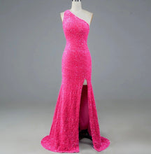 Load image into Gallery viewer, Mermaid Sequinned One-Shoulder Dress