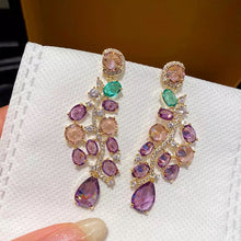 Carica l&#39;immagine nel visualizzatore di Gallery, Purple Crystal Grapes Drop Earings