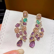 Cargar imagen en el visor de la galería, Purple Crystal Grapes Drop Earings