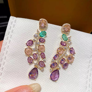 Purple Crystal Grapes Drop Earings