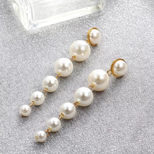 Pearl Dangle Clip On Earrings