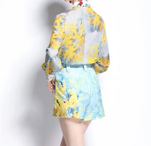 Charger l&#39;image dans la galerie, Lapel Ruffle Shirt Print Shorts Set