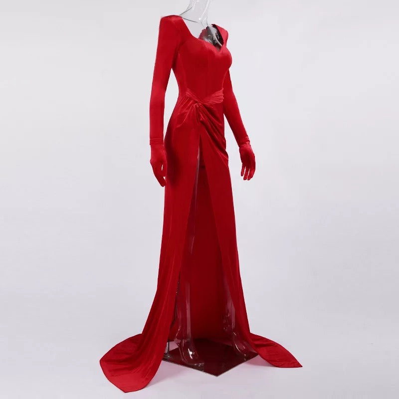 Velvet Slash Neck Gown