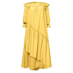 Off Shoulder Pleated Irregular SunDress