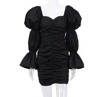 Load image into Gallery viewer, Black Pleated Slim Pencil Dress