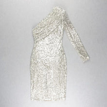 Carica l&#39;immagine nel visualizzatore di Gallery, One Shoulder Mesh Sequins Dress