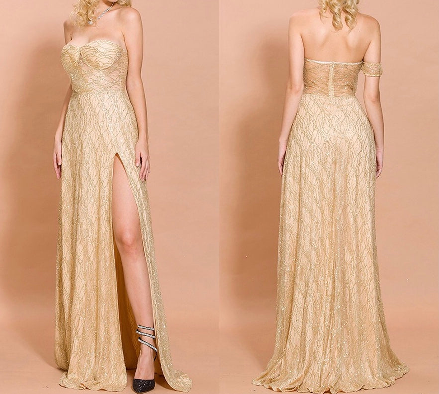 Off Shoulder Sparkle Long Dress