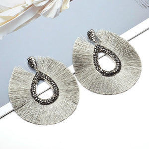 Silk Tassel Rhinestone Bohemia Earrings