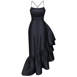 Taffeta Ruffles Asymmetric Dress