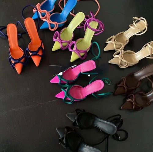 Color Block Pointed Bow Stiletto's