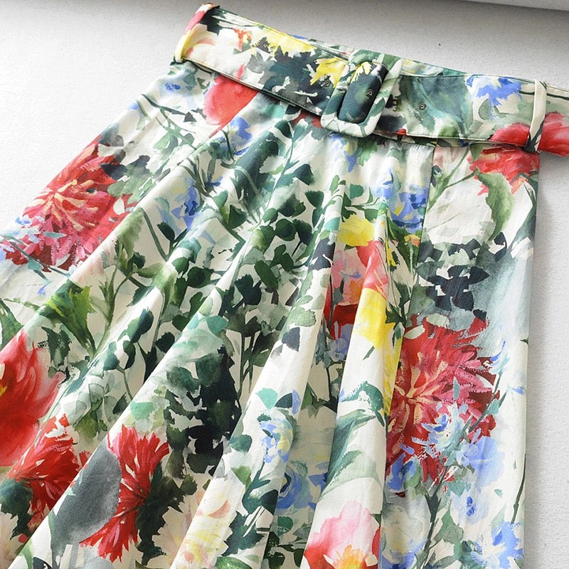 Vintage Floral Midi Skirt