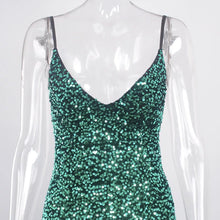 Load image into Gallery viewer, Sequin Stretch Backless Slit Dress