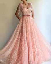 Load image into Gallery viewer, Bling Pink A Line Sequinned Prom Dress