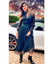 Load image into Gallery viewer, Polka Dot Print With Belt Chiffon Dress