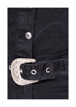 Load image into Gallery viewer, Charcoal Belted Denim Jumpsuit