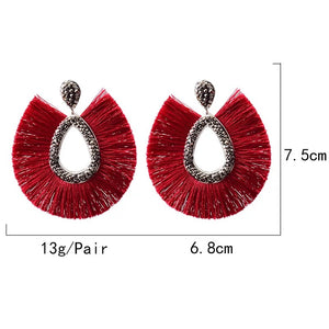 Silk Tassel Rhinestone Bohemia Earrings