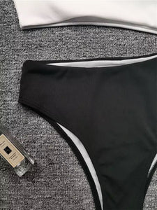 White Black Cut Out Swimwear