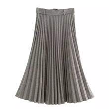 Cargar imagen en el visor de la galería, Pleated Midi Skirt Vintage With Belt