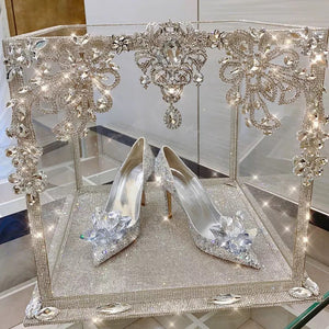 Silver Rhinestone Cinderella Pumps