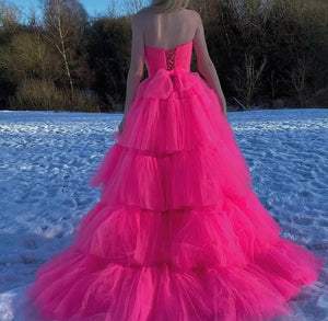 Princess Tiered Tulle Prom  Dress