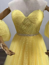 Carregar imagem no visualizador da galeria, Fairy Polka Tulle Detachable Sleeves Prom Dress
