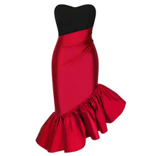 Load image into Gallery viewer, Wrapped Color Block Ruffled Dress