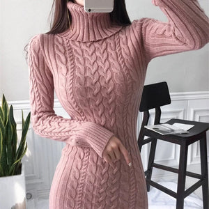 Turtlenek Warm Sweater Knitted Dress