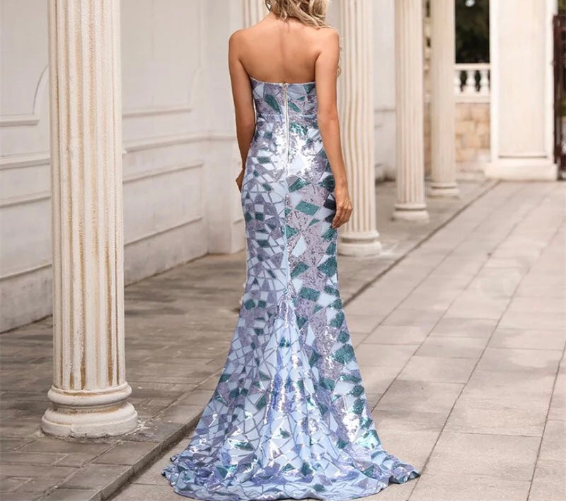 Mermaid Geometric Sequins Gown