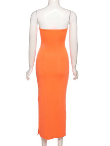Orange Hollow Out Dress